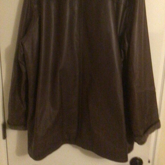 Men's Brown Leather Jacket Sherpa Colour and Trim Cart Coat Length 2XL - Picture 2 of 8